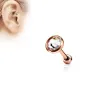 Piercing oreille cartilage or rose disque plat strass