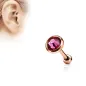 Piercing oreille cartilage or rose disque plat strass rose