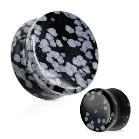 Piercing Plug Pierre semi-précieuse Obsidienne Flocon de neige