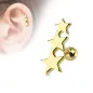 Piercing Oreille Helix Tragus Etoiles Doré