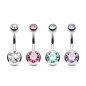 Lot de 4 Piercing Nombril Acier Chirurgical Double Gemmes