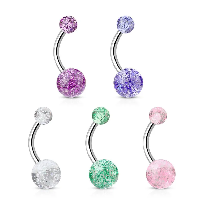 Lot de 5 Piercing Nombril Boules Acrylique Ultra Glitter