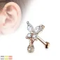 Piercing oreille cartilage papillon et larme plaqué or rose