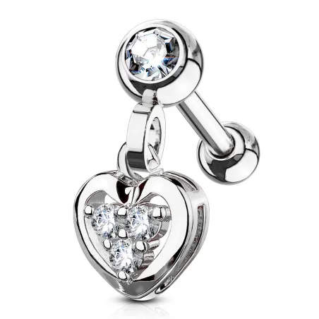 Piercing cartilage pendentif coeur gemmes