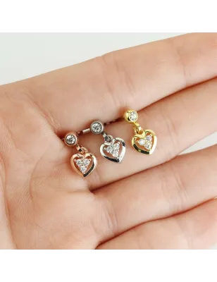 Piercing cartilage pendentif coeur gemmes