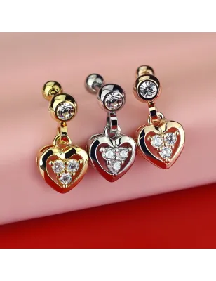 Piercing cartilage pendentif coeur gemmes