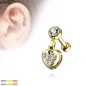 Piercing oreille cartilage pendentif coeur gemmes plaqué or