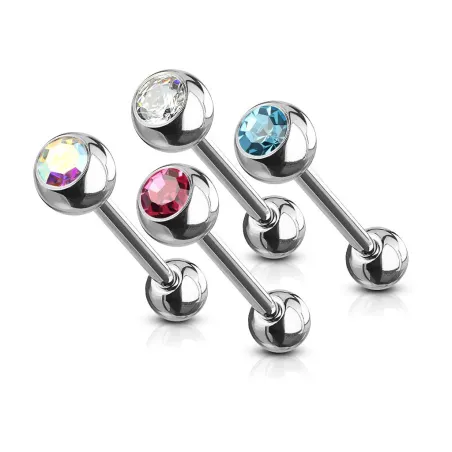 Lot de 4 Piercing langue Boule Strass