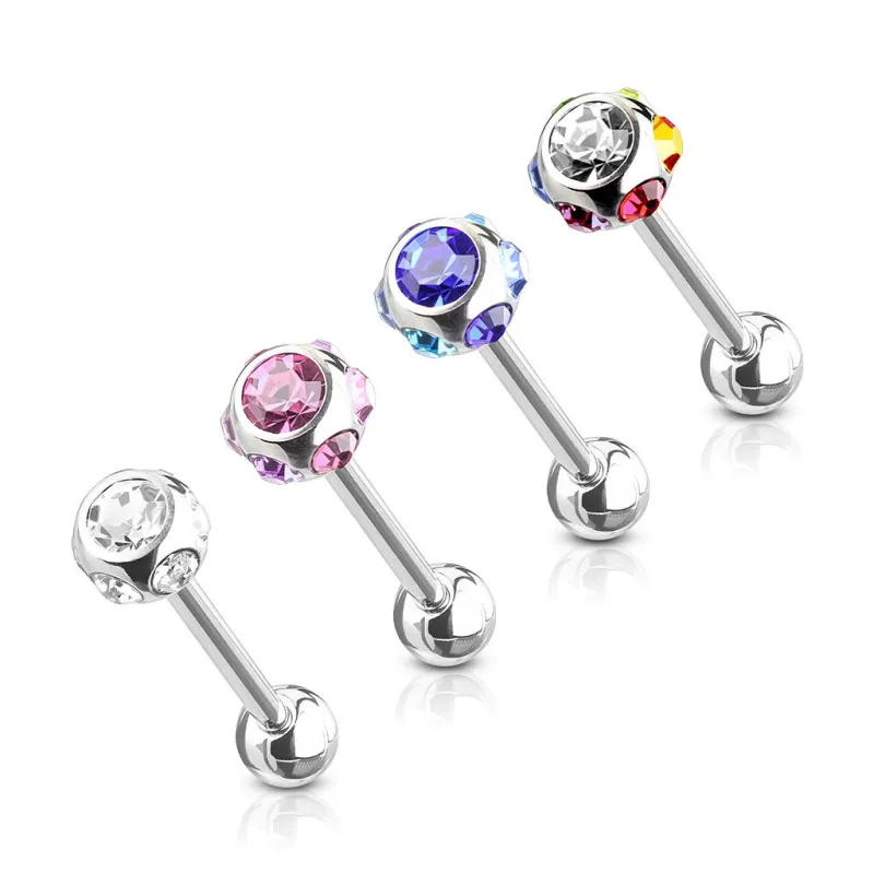 Lot de 4 Piercing langue 7 Gemmes