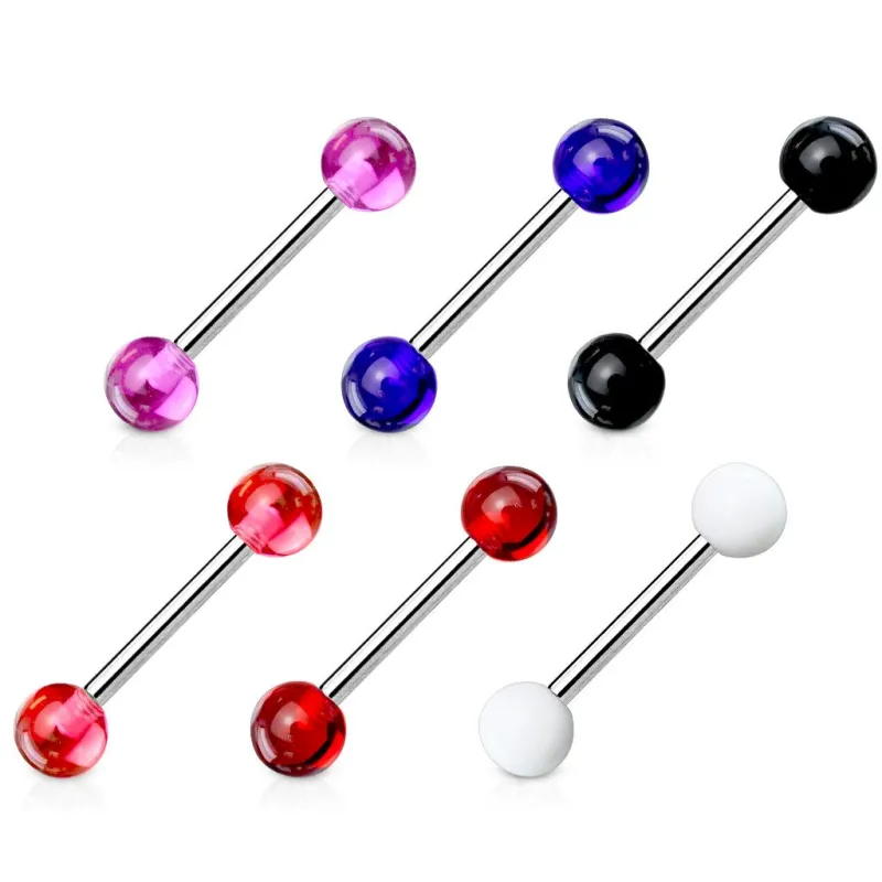 Lot de 6 Piercing langue Billes acrylique