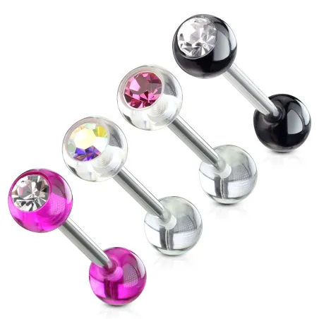 Lot de 4 Piercing langue Billes acrylique Strass