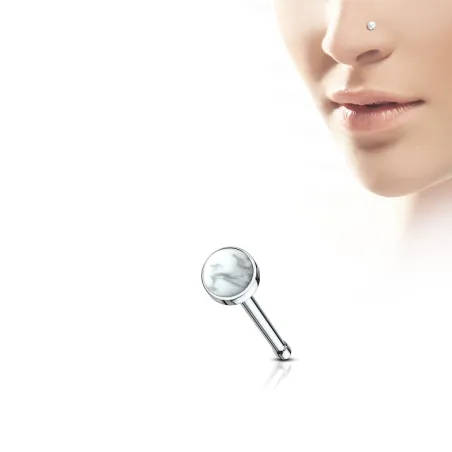 Piercing nez tige droite pierre howlite