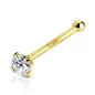 Piercing Nez Or 14K avec Gemme (Tige Droite)