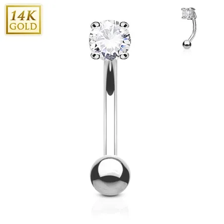 Piercing arcade Or blanc 14K serti d'une pierre Cubic Zirconium