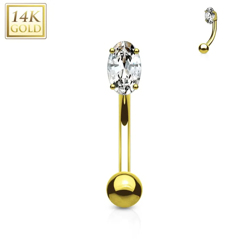 Piercing arcade Or 14K Pierre Zirconium Ovale Blanche