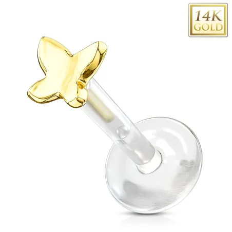 Piercing labret Bioplast et Or 14K Papillon