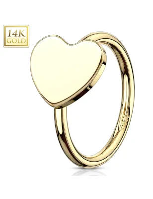 Piercing nez Anneau Or jaune 14 Carats coeur