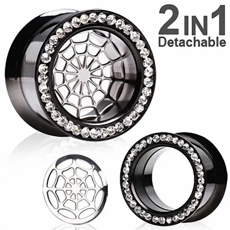 Piercing tunnel oreille titanium noir 2 en 1