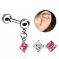 Piercing oreille hélix acier pendentif zircon carré