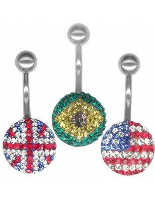 Piercing nombril Crystal Evolution Drapeau Swarovski