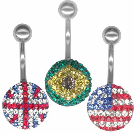 Piercing nombril Crystal Evolution Drapeau Swarovski