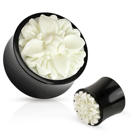 Piercing plug fleur frasera corne de buffle