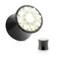 Piercing plug en bois dur fleur de lotus nacre