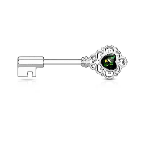 Piercing téton clef vintage opale verte