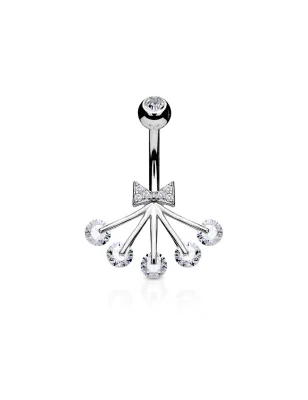 Piercing nombril ruban et éventail 5 strass