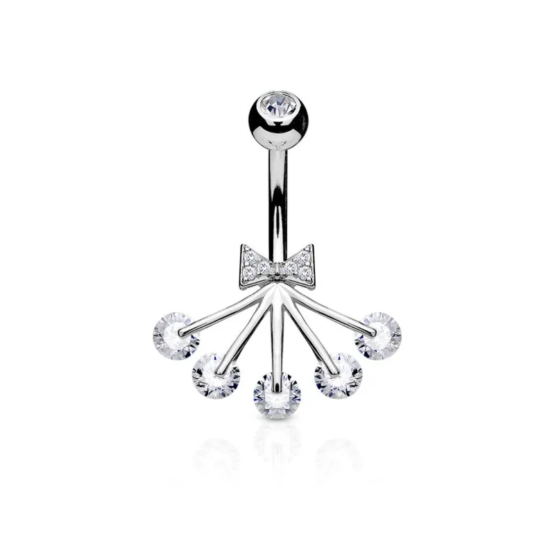 Piercing nombril ruban et éventail 5 strass