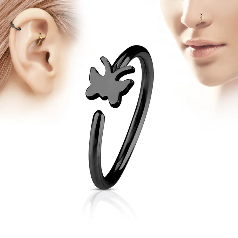 Piercing oreille nez anneau papillon noir