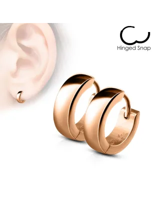 Paire Boucles d'oreille homme anneaux acier or rose