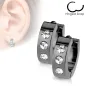 Paire Boucles d'oreille Homme Anneaux Noir 3 Strass