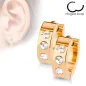 Paire Boucles d'oreille Homme Anneaux Or Rose 3 Strass