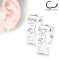 Paire Boucles d'oreille Homme Anneaux Argenté 3 Strass