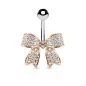 Piercing nombril ruban or rose cristaux blancs