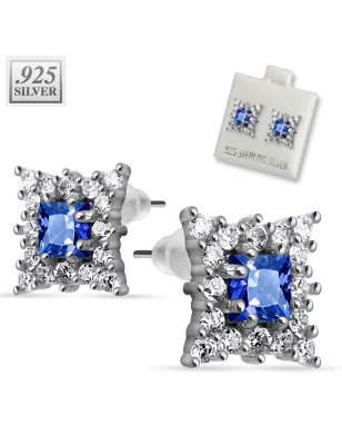 Paire boucles d'oreille argent rectangulaire