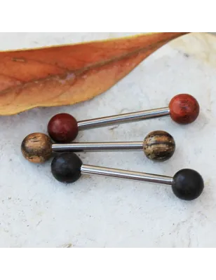 Piercing téton organique billes en bois