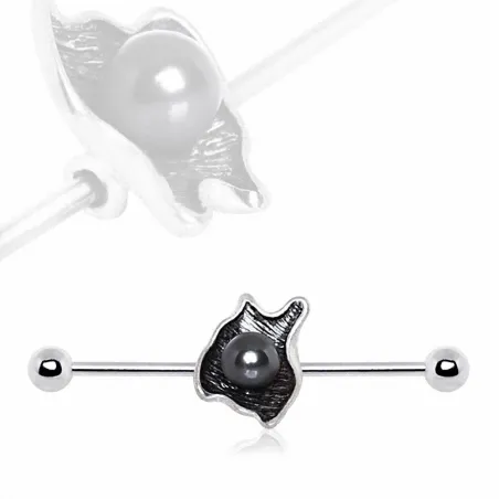 Piercing industriel perle noire et coquillage