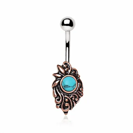 Piercing nombril cuivré médiévale turquoise