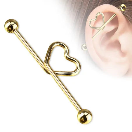 Piercing industriel Coeur en titane anodisé doré