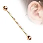 Piercing oreille industriel en titane or rose 3 encoches