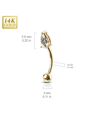 Piercing arcade larme Or jaune 14 Carats