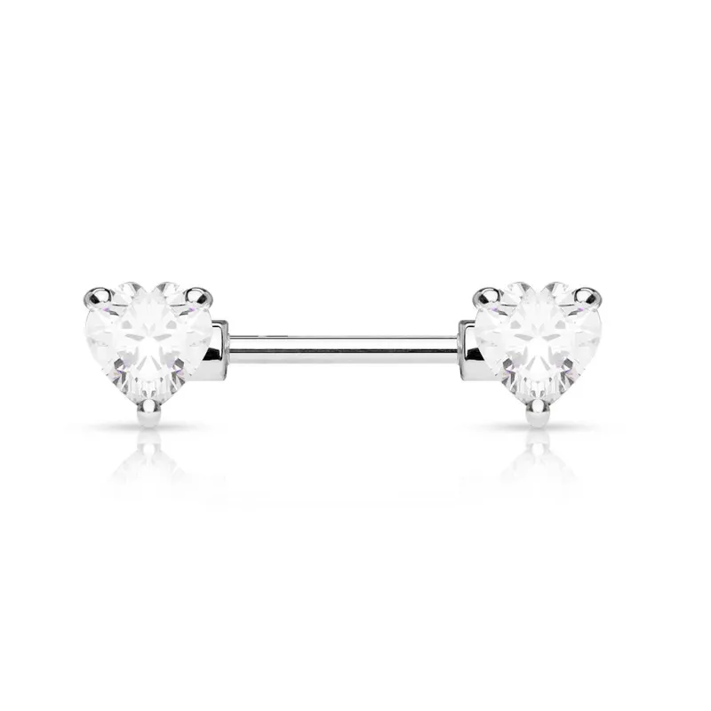 Piercing téton double coeur blanc