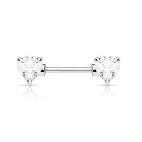 Piercing téton double coeur blanc