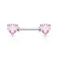 Piercing téton double coeur rose