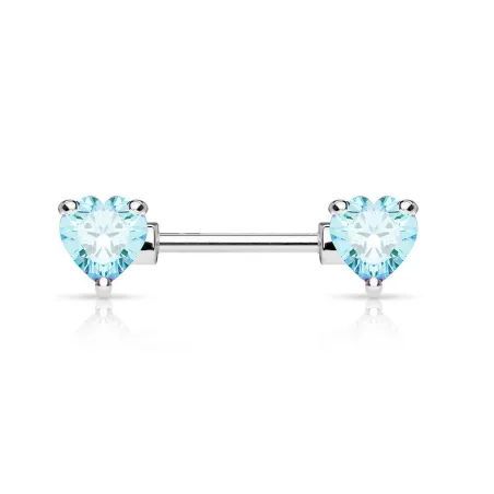 Piercing téton double coeur turquoise