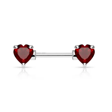 Piercing téton double coeur rouge