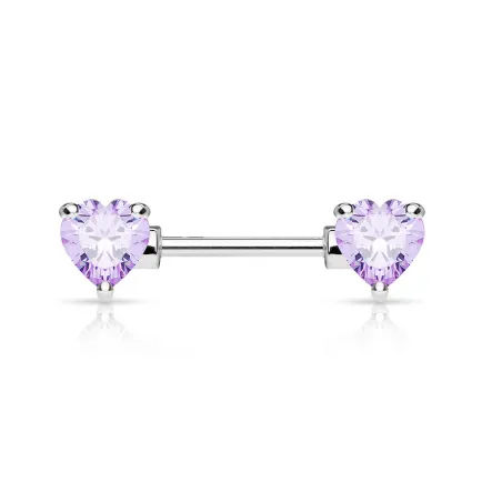 Piercing téton double coeur tanzanite