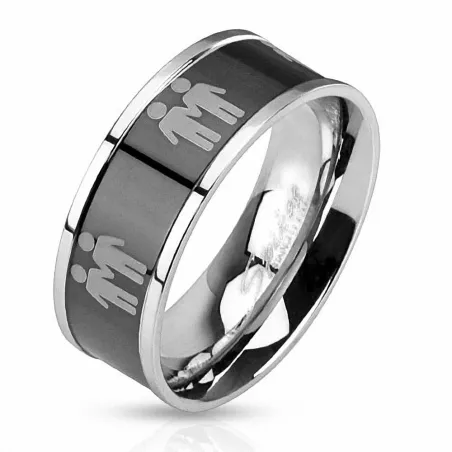 Bague homme acier noir  LGBT